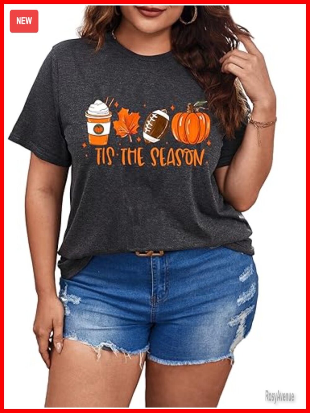 Plus Size Fall Graphic Tee Tis The Season Pumpkin Football